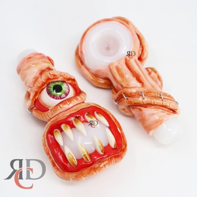 GLASS PIPE HAND PAINTED LARGE EYE AND SHARP TEETHS GP8525